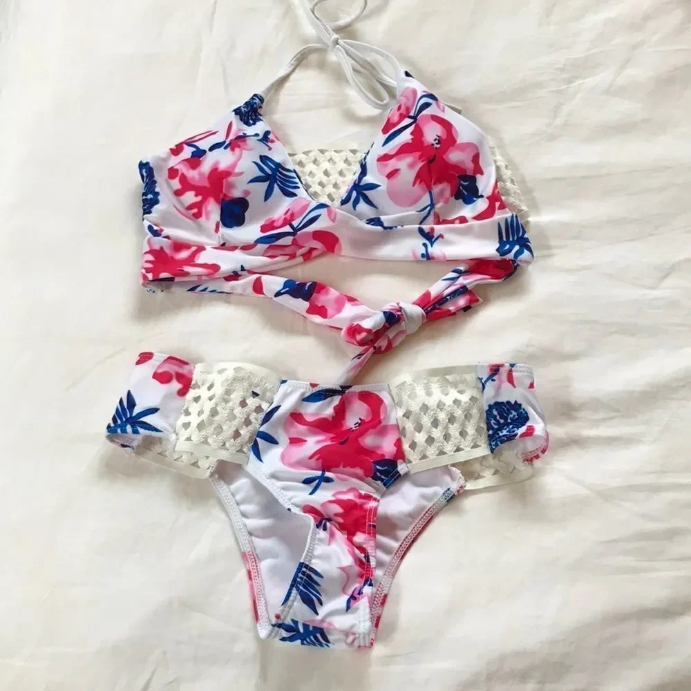 Floral wrap bikini bathing suit